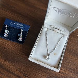nordstrom crystal clip on earrings + crislu cubic zirconia necklace